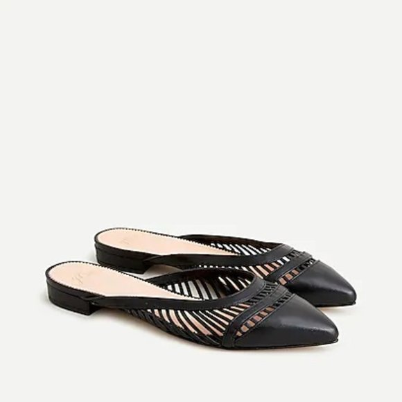 J. Crew Shoes - J Crew Black Leather Caged Mules 9.5